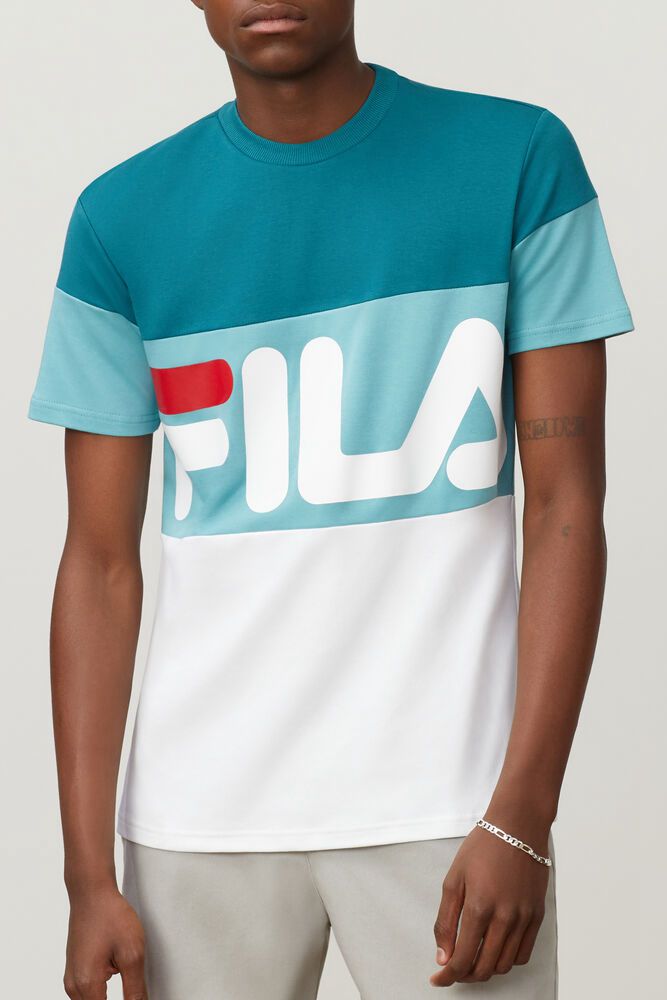 Fila T-Shirt Herre Hvide/Turkis Vialli TIH-987103